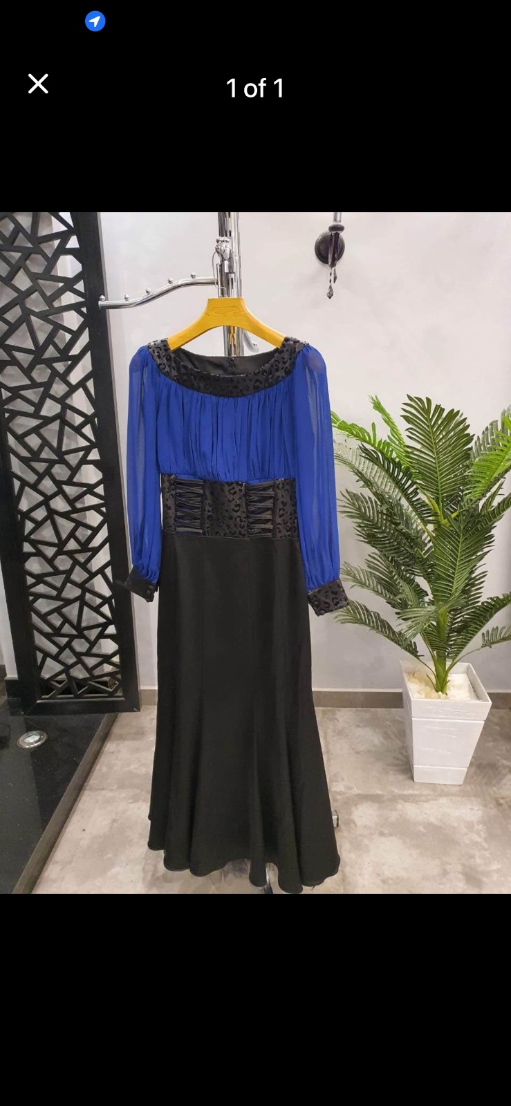 فستان سواريه ايطالي اسود في ازرق ملكي